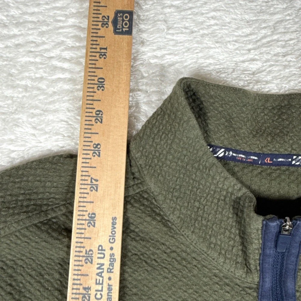 Southern Tide Tide To Rail Mens XL Green Spandex 1/4 Zip L/S Textured Pullover